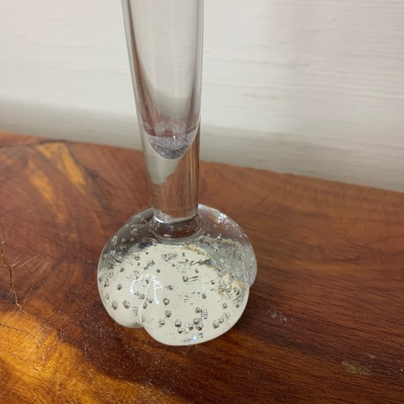 Vintage Swedish hand blown clear bubble glass bud vase - Picture 3 of 7